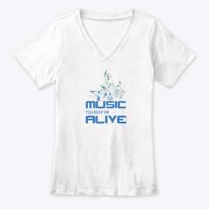 T-Shirt - Music You Keep Me Alive - Ladies - V-Neck - White